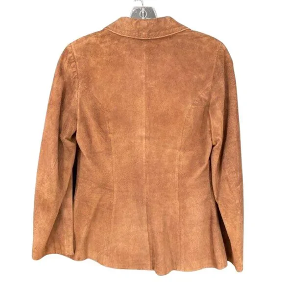 Dark Tan Suede Blazer Jacket Womens Size 11 Vintage - Picture 5 of 9